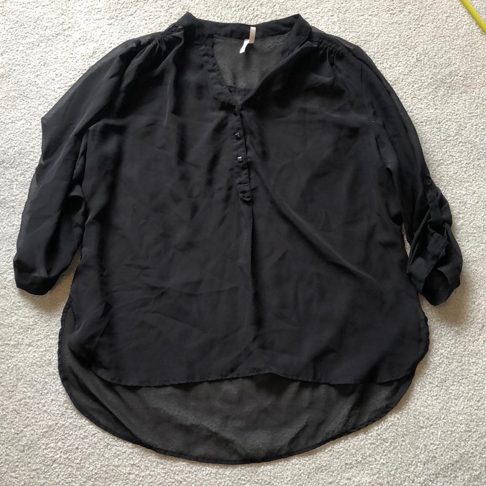 ✨Sheer Black 3/4 Sleeve Top 2X
